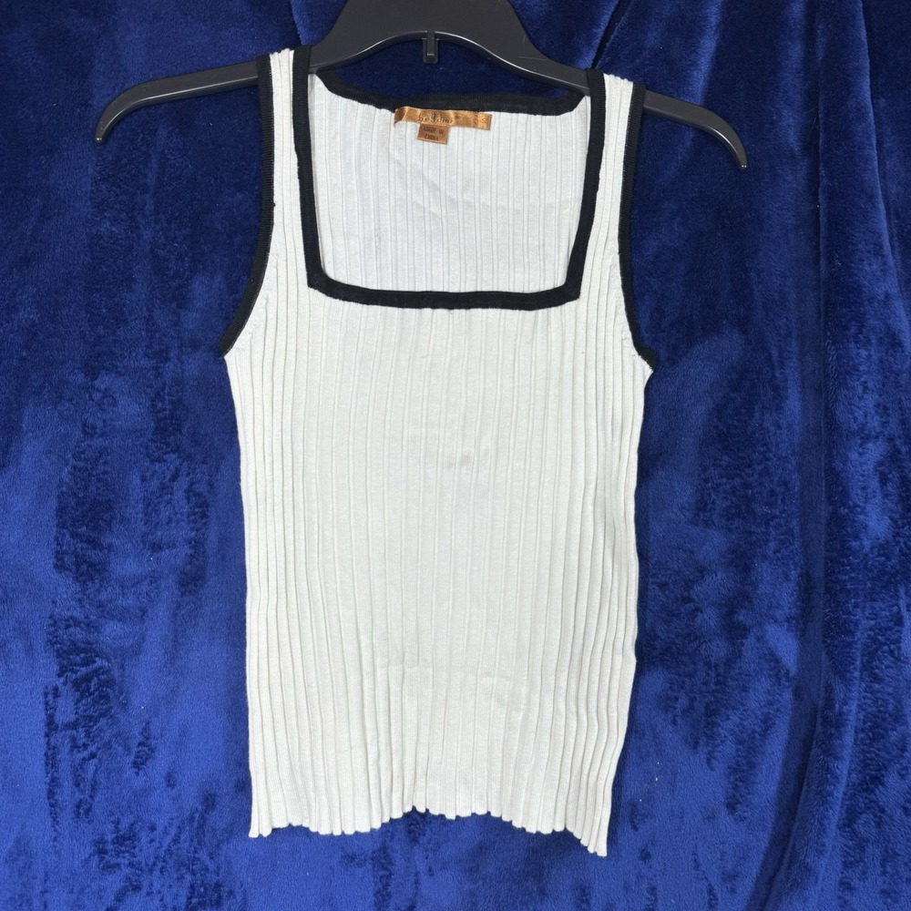 Belldini‎ Ribbed Knit Womens Sleeveless Square Neck Tank Top Size Small